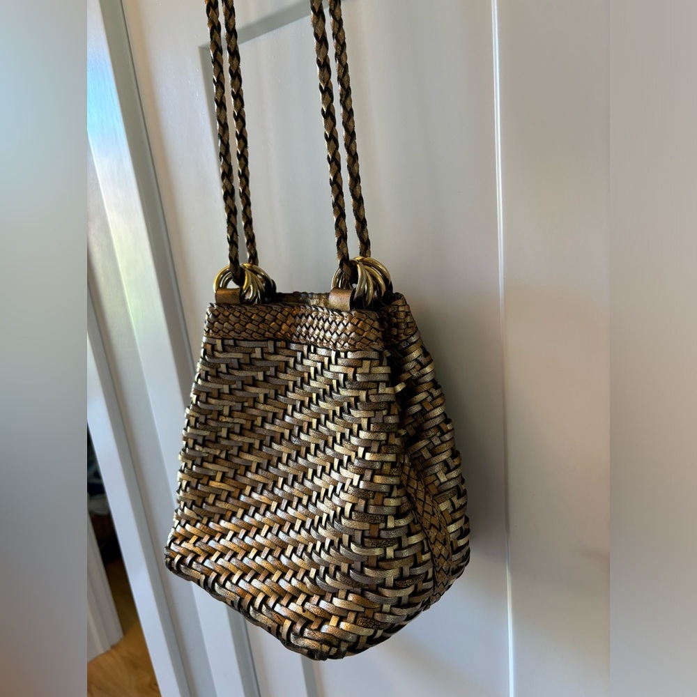 Franco Sarto Metallic Faux Leather Drawstring Bucket Bag Vtg 80s 90s - Picture 7 of 10